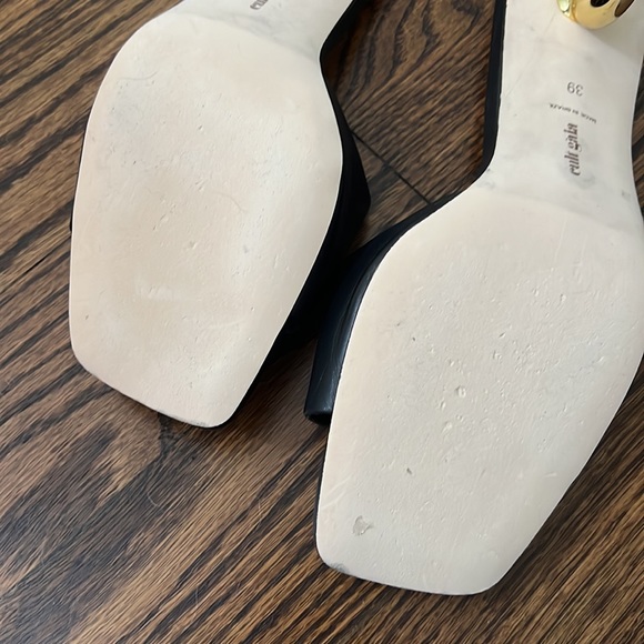 Cult Gaia Cora Black Gold Heel Slide Sandal Worn 1x - Picture 5 of 8